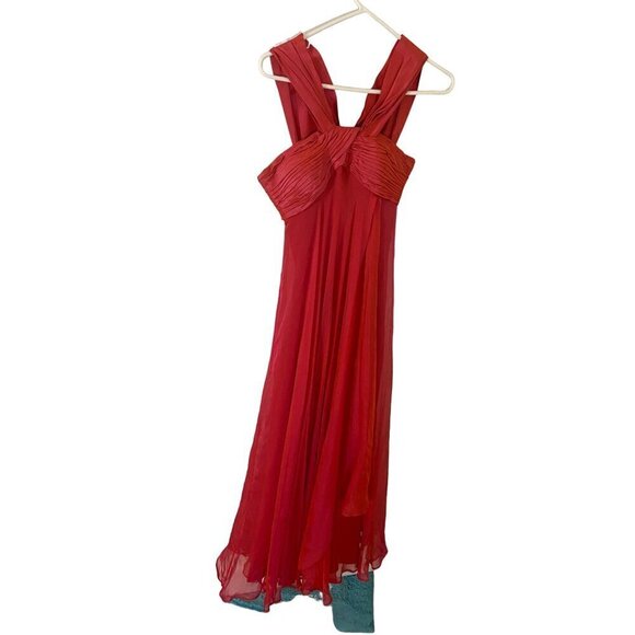 Teri Jon By Ricki Freeman Women's Red Silk Cocktail Dress - 8 - Picture 1 of 16